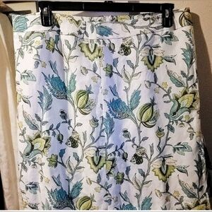 LOFT A line‎ floral linen and Rayon Lined Midi Skirt Size 16